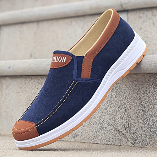 Generic Fashion All Season Men Casual Shoes Flat Bottom Non Slip Cloth Colorblock Comfortable and Elastic Slip On Tennis Court Shoes Men, 10.54