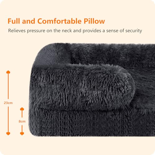 HMTOPE Orthopädisches Hundebett, Hundesofa, hohen Rand, Hundekissen, Hundekorb, Abnehmbar und waschbar, Mittelgroße Hunde, Grosse Hunde, 106 x 80 x 20 cm, Dunkelgrau