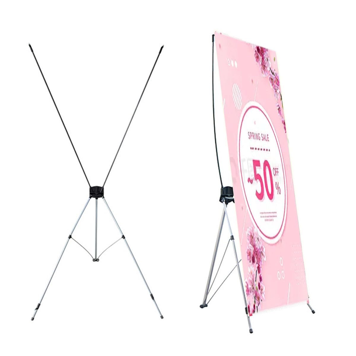 Soporte para letreros de pie, Pedestal Ajustable, Soporte para Carteles, expositores metálicos, señalización, menú, Publicidad, 120 x 200 cm, Color Negro