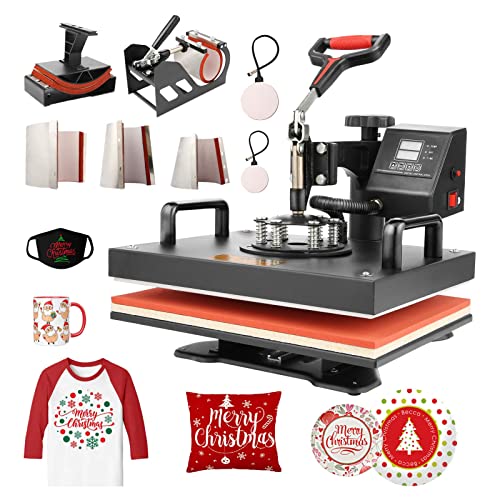 Bxvaty Heat Press 12x15 inch 8 in 1 Heat Press Machine, 360-Degree Swing Away Digital Sublimation Tshirt Press Machine, Heat Press Machine for T Shirts Mug Hat Plate Cap
