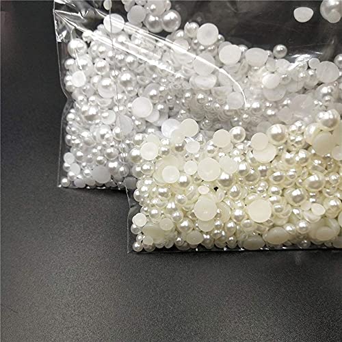 Image of Diy Crafts 15593 Half Round Imitation Pearl Beads 3-20mm Acrylic Flatback Loose Beads for Jewelry Making Decoration, 5mm 500 Piece (Multicolor)