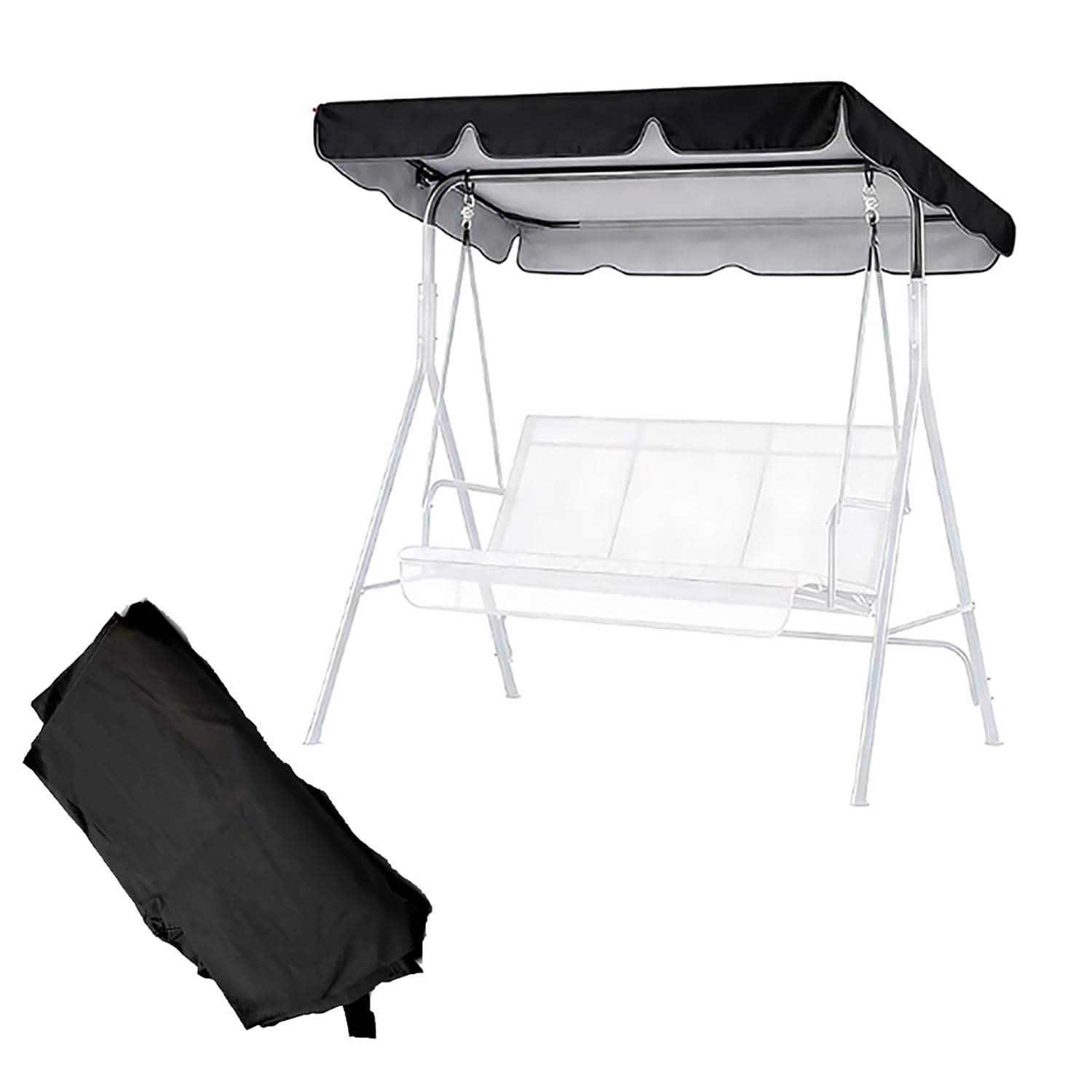 YCXHGK Universal Swing Canopy Replacement, Outdoor Sun Shade Awning Cover, 2/3 Seater Porch Hammock Top Canopy Cover, Waterproof Swing Top Cloth(Black,249x185cm/98x72.8in)