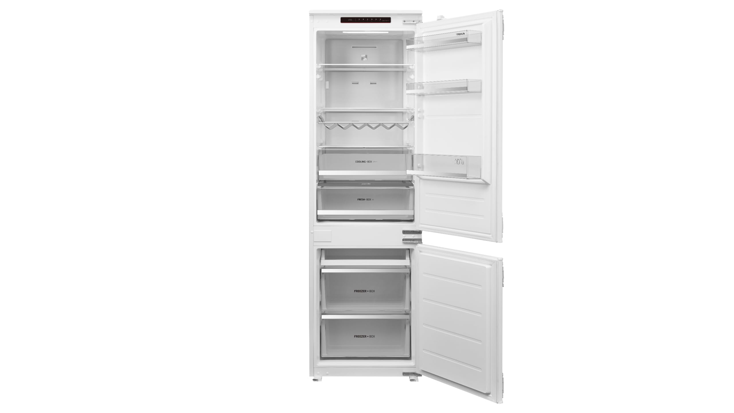 Teka Frigorífico Combi Integración Total No Frost, Display Interior, 2 Cajones VitaCare Box, 4 Estantes Cristal, Función Vacaciones, Iluminación LED, Puertas Reversibles, Clase C, Modelo RBF 73395 FI