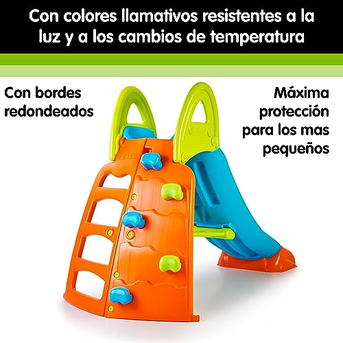 FEBER - Climb & Slide, Tobogán Infantil con presas de Escalada para Hacer un pequeño rocódromo, Multicolor, dieño Duradero y Seguro para los peques, niños a Partir de 3 años, Famosa (800013534)