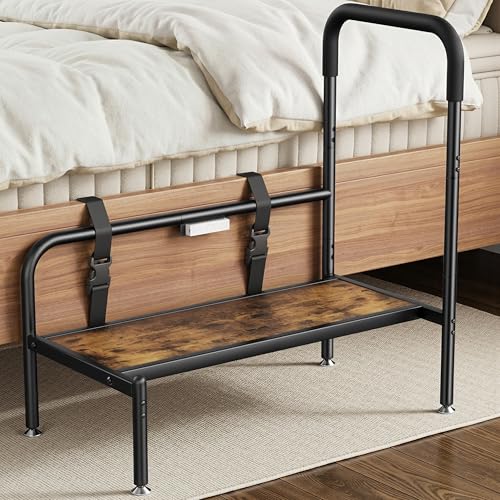 Josmimic Bed Step Stool for High Beds Bedside Step Stool for Adults & Seniors with Safety Handle and Motion Sensor LED Light Stable Step Assist for Elderly