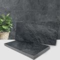 AULIGET 2-Piece Black Slate Peel and Stick Backsplash Wall Tiles, 6" x 12" PVC Faux Stone Stick on Tiles for Backsplash Kitchen, Bathroom, Laundry Room, Camper, Fireplace