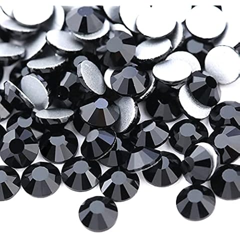 Towenm 1000PCS Glass Flatback Rhinestones SS16 4mm Flat Back Crystals for Craft Clothes Nail Face Art, Non Hotfix Round Flatback Crystals Loose Gemstones, Jet Black Cover