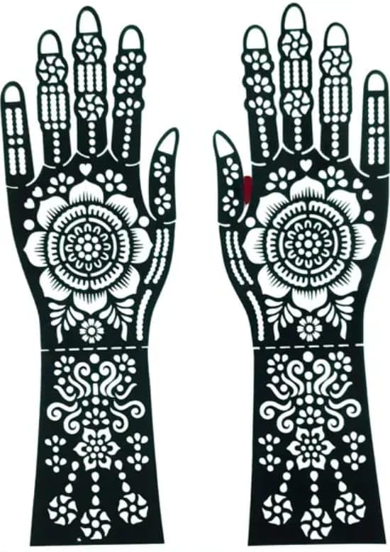 Image of Mehndi Tattoo Stencils for Hands | Reusable Henna Stencil Stickers for Women & Girls | Easy-Use Arabic & Floral Mehndi Design Templates | Temporary Tattoo Stencils for Festivals, Bridal, Karwa Chauth & Eid (13)