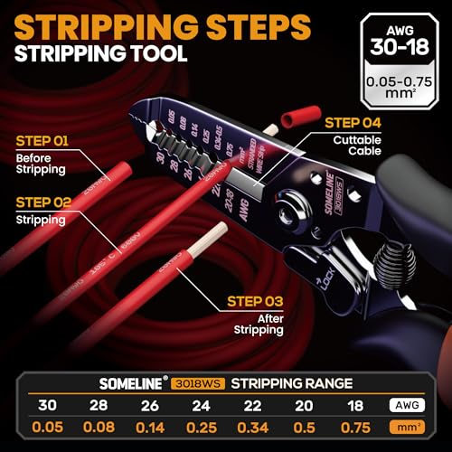 SOMELINE Crimping Tool and Connector Kit, 24 Types of JST Connectors (SH 1.0mm, GH 1.25mm, ZH 1.5mm, PH 2.0mm) – 0.03–0.34mm² (32–22 AWG) Wire Crimper Pliers, Compatible with Molex, TE and JST Series