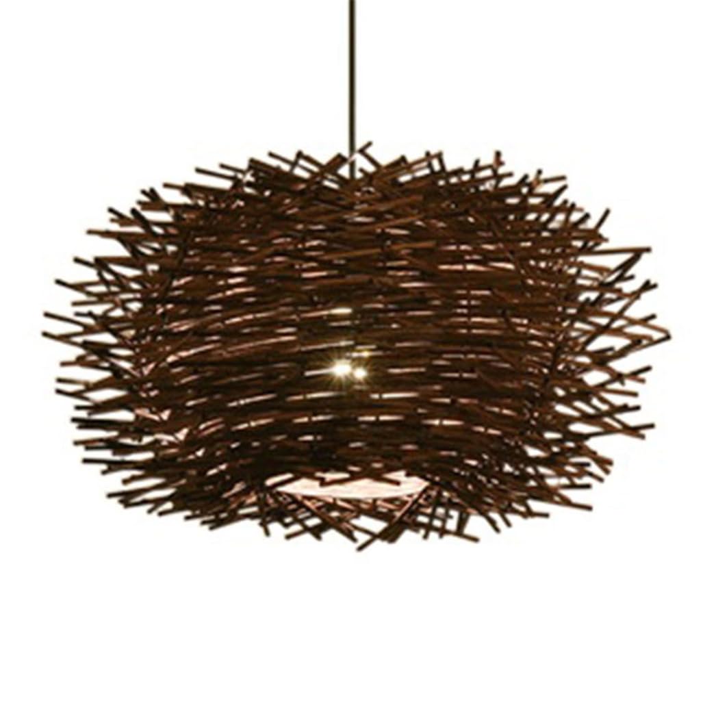 LQZCXMF Bird Nest Rattan Pendant Light Unique Rattan Wicker Ceiling Fixtures Bohemian DIY Handwoven Lamp Shade Coastal Style Ceiling Hanging Lights for Kitchen Island Dining Room - E26 Base