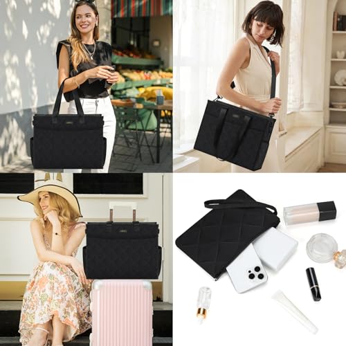 Image of IBFUN Utility Tote Bag with 24 Pockets, Large Teacher Tote for Women with Laptop Compartment, Travel Tote Bag with Zip Top