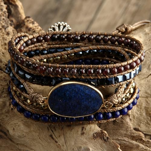 Image of Boho Stone Wrap Bracelet for Women,Turquoise Beaded Bracelet Jewelry Gift