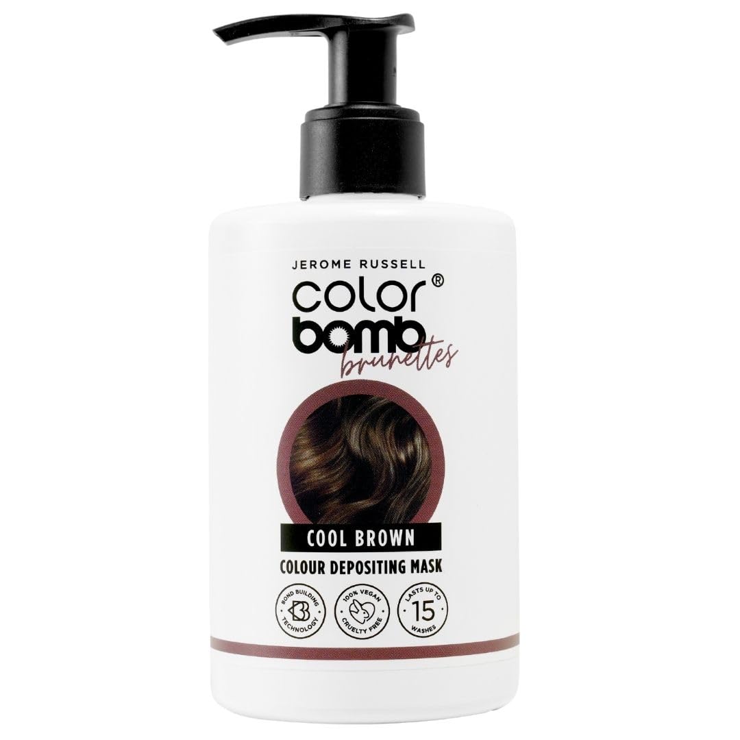Colour Bomb Brunettes – Cool Brown Colour Depositing Hair Mask – Semi-Permanent Nourishing Colour & Shine Treatment – Vegan, Cruelty-Free, 300 ml