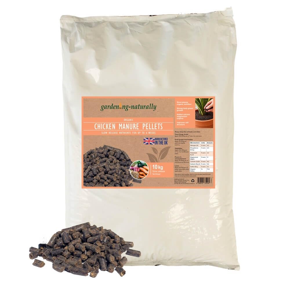 Chicken Manure Pellets Poultry Manure Fertiliser 10kg for Gardens and Allotments
