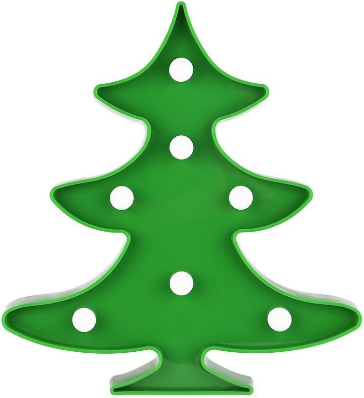 Cute 3D LED Christmas Tree Marquee Lights, CNGULES Romantic Plastic Christmas Tree Shape Desk Lamps, 7 LED Warm White Christmas Tree Night Light for Party, Home, Holiday Decorations