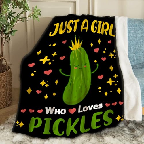 Ottoy Pickle Blanket Gifts Just A Girl Who Loves Pickle Soft Lightweight Blankets for Adults Pickle Lovers Air-Conditioning Blanket for Chirstmas Gifts Decor Blanket 120