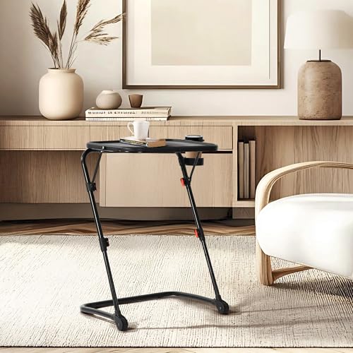 39F FURNITURE DREAM Foldable Writing Desk with Adjustable Height and Tilt Angle, Compact Laptop Table, Portable Secretary Desk for Small Home Office or Living Room, Black, 53x37.5x71.5cm