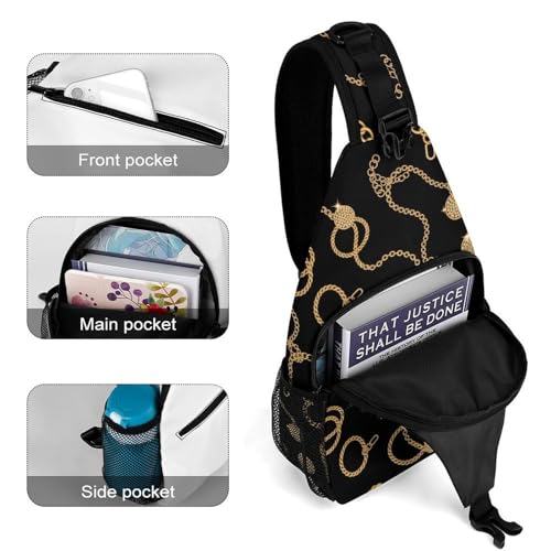 Mochila pequeña ligera con cadena dorada y correa ajustable miniatura 4