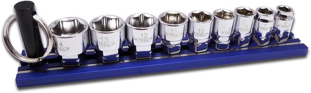 Vim Tools 9PC Dual DRV 1/4 DRV Socket ST VIM-DDM400