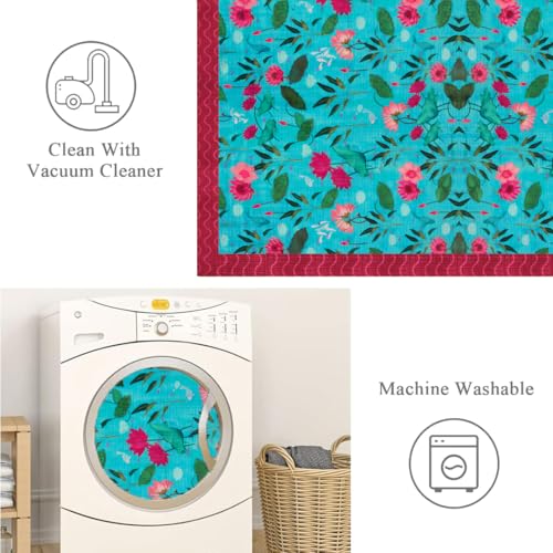 Image of ishro home 3 x 5 Feet 3D Jet Multi Printed Carpet Rug Runner and Carpets for Bedroom /Living Area /Home with Anti Slip Backing (Lotus Lagoon, 3x5 fts)