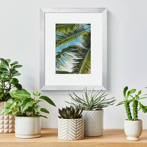 Image of upsimples 8x10 Picture Frame, Display Pictures 5x7 with Mat or 8 x 10 Without, Wall Hanging Photo Frames, Silver, 1 Pack