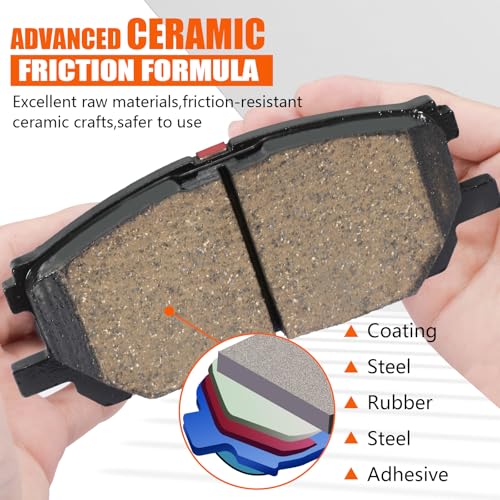 Image of D1005 Front Ceramic Brake Pads Kit Fit For Lexus RX330 2004-2006, For RX400h 2006-2008, For RX350 2007-2009, For Highlander 2006-2007