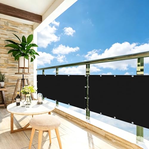 Cache vue balcon résistant aux intempéries toile d'ombrage noire durable - 2