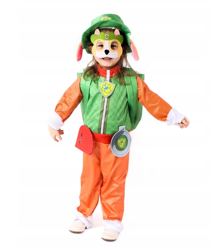 Cogio Kostüm PATROL Tracker, Dschungelhund, Kostüm, Verkleidung, Karneval, Halloween, 2-3 Jahre + Rucksack + Hut + Maske