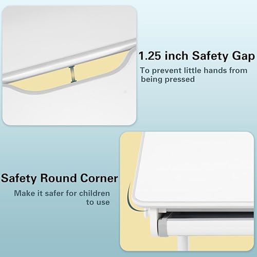 Miniatura 17 de COSVALVE Escritorio ajustable para niños con gabinete y cajones, mesa de estudio ergonómica multifunción de 47 pulgadas de ancho, con dos cajones de