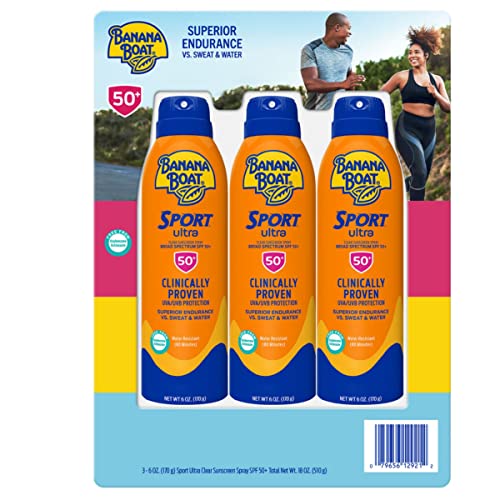 Banana Boat Ultra Sport UltraMist, SPF 50, 6 Ounce (Pack of 3)