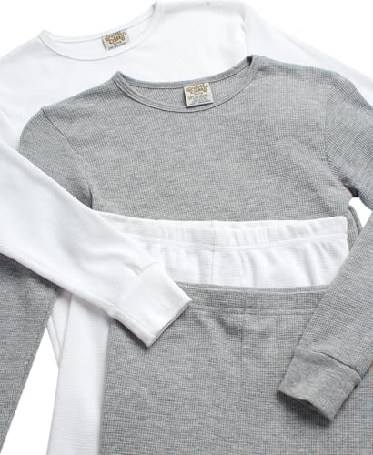 Sweet & Sassy Girls Thermal Underwear Set - 4 Piece Waffle Knit Thermal Long Sleeve and Long Johns Base Layer (Sizes 2T-16)3