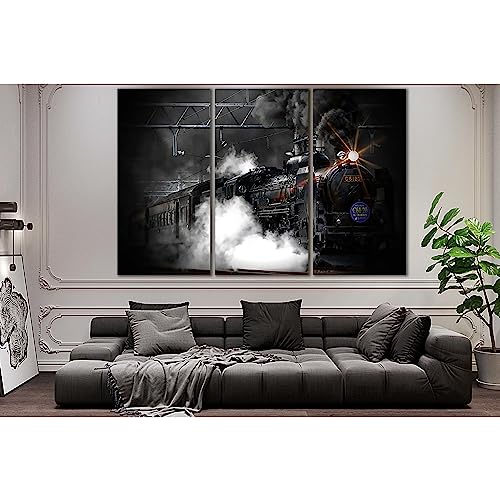 Lienzo decorativo grande de tren de vapor antiguo de 180 x 120 cm ZELLART cuadro para pared №SL750