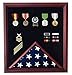 Flag Medal Display Case, Wood Military Flag Medal Shadow Boxes with an elegant cherry finish