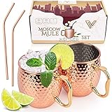 🍵 SICHER - INNENSEITEN AUS EDELSTAHL – Die Moscow Mule Trinkbecher sind außen kupferbeschichtet. Die Innenseite ist mit Blick auf Ihre Gesundheit nicht verkupfert, sondern aus Edelstahl 304 gefertigt, was die Kupferbecher rostfrei und sehr widerstandsfähig macht.
