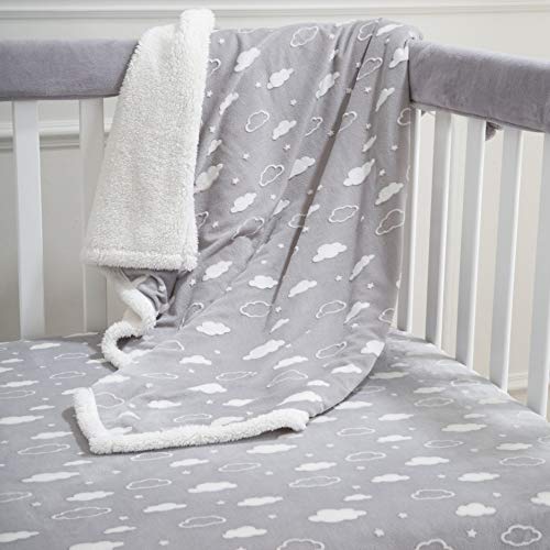 American Baby Company Heavenly Soft Chenille Sherpa Receiving Blanket, 3D Gray Cloud, 30" X 35", For Boys And Girls #TOP1