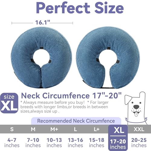 Image of Loflaze Inflatable Dog Cone Collar - Dog Neck Donut Cone Collar Alternative After Surgery - Soft Cone for Large Medium Small Dogs Cats - Alternative Recovery E Collar (Blue, XL)