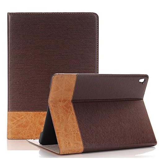 Avril Tian Samsung Galaxy Tab S2 9,7 fodral, smal bokstil folio fodral stativ med kortfack lättvikt skärmskyddande smart fodral för Tab S2 3,81 tum/SM-T815/SM-T810 surfplatta Tab S2 8.0 Brun