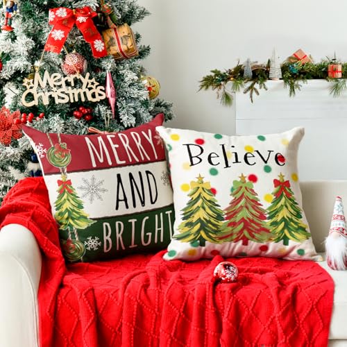 Housse de coussin Noël lavable lot de 4 grand format pour protection canapé
