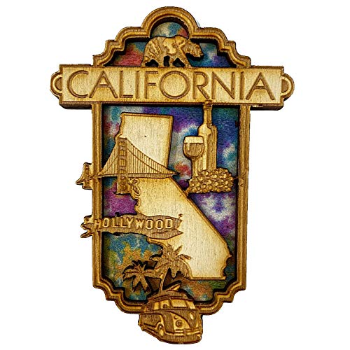 Imán decorativo de madera 3.25 pulgadas California souvenir miniatura 1