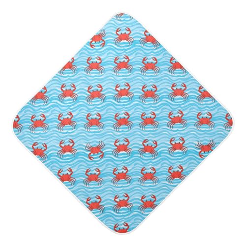 Msyxl Crab Cartoon Wave Hooded Towel - Ultra Soft & Absorbent Muslin Cotton Bath Towel for Babies, Toddlers, Newborn - Boys & Girls Essential 30