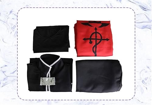 Miniatura 3 de Weixu Disfraz de animé Fullmetal Alchemist Edward Elric para cosplay, abrigo con capucha, uniforme para fiesta de Halloween para hombres