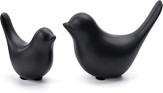Notakia Small Birds Statues Home Decor Modern Style Decorative Ornaments for Living Room Decor, Bedroom, Office Desktop, Cabinets (Black 2Pcs Birds)