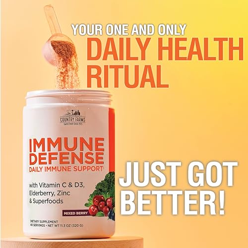 COUNTRY FARMS Immune Defense Superfoods, Immune Support Supplement, Vitamin C with Black Elderberry, Echinacea, Turmeric, Supports Hydration, with Probiotics and Prebiotics, Berry Flavor, 40 Servings - Image 6