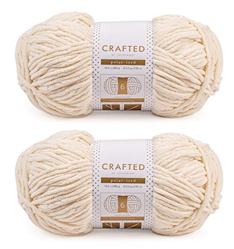 Image of Crafted By Catherine Blanket Solid Yarn - 2 Pack (213 Yards Each Skein), Antique White, Gauge 6 Super Bulky