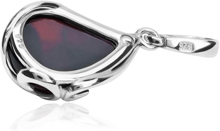 Ian and Valeri Co. Black Cherry Amber Sterling Silver Pendant Necklace 18 Inches - Image 3