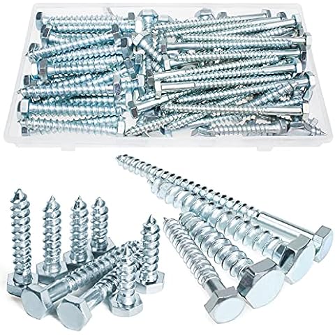 70 Pcs Hexagon Head Coach Screw DIN 571 Zinc Plated Hex Head Lag Bolts Wood Screws M6*40 M6*80 M8*40 M8*60 Cover