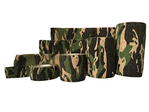         Vendaje deportivo LisaCare Camo-Mix Cohesivo Vendaje Verde Autoadhesivo Fijación Elástica - Juego de 4-2.5-10cm de ancho x 4.5m       