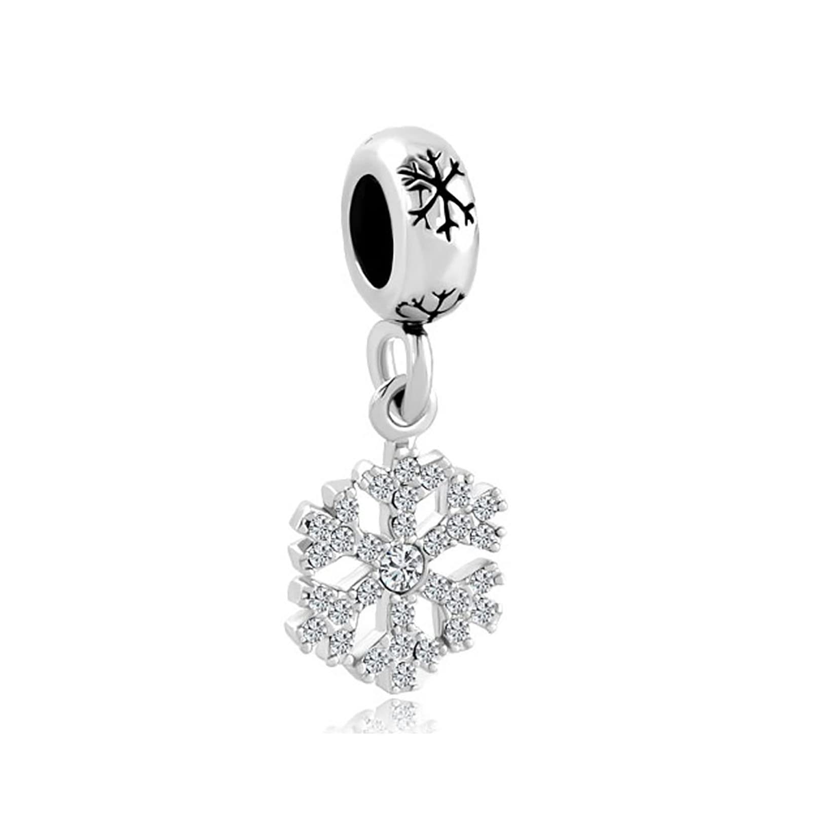 Dangle Winter Frozen Snowflake Charm Compatible with Pandora Charms Bracelets