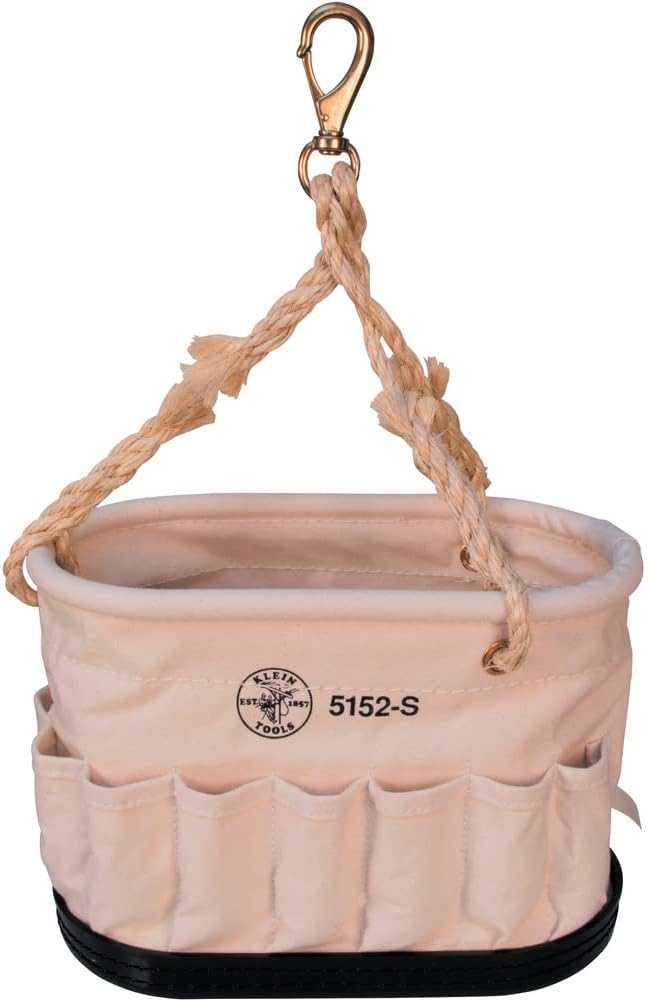 Klein Tools 5152S Canvas Bucket, Oval Tool Bucket Organizer with Sisal