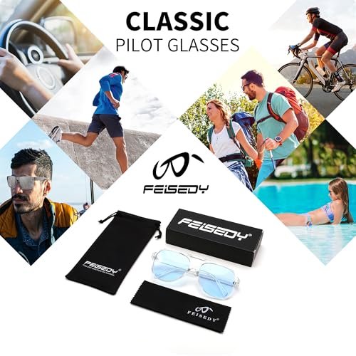 Image of FEISEDY Vintage Retro 70s Plastic Aviator Sunglasses Women Men Classic Large Squared Frame B2751